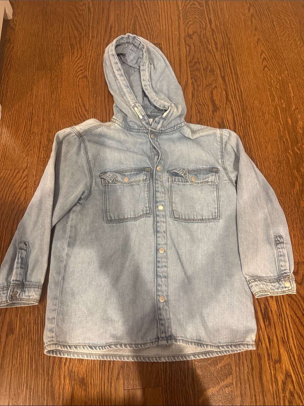 Zara Light Wash Denim Hoodie Shirt Jacket